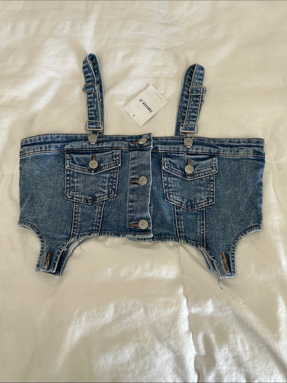 Forever 21 Blue Denim Kids' Suspender Bottoms - Picture 1 of 6